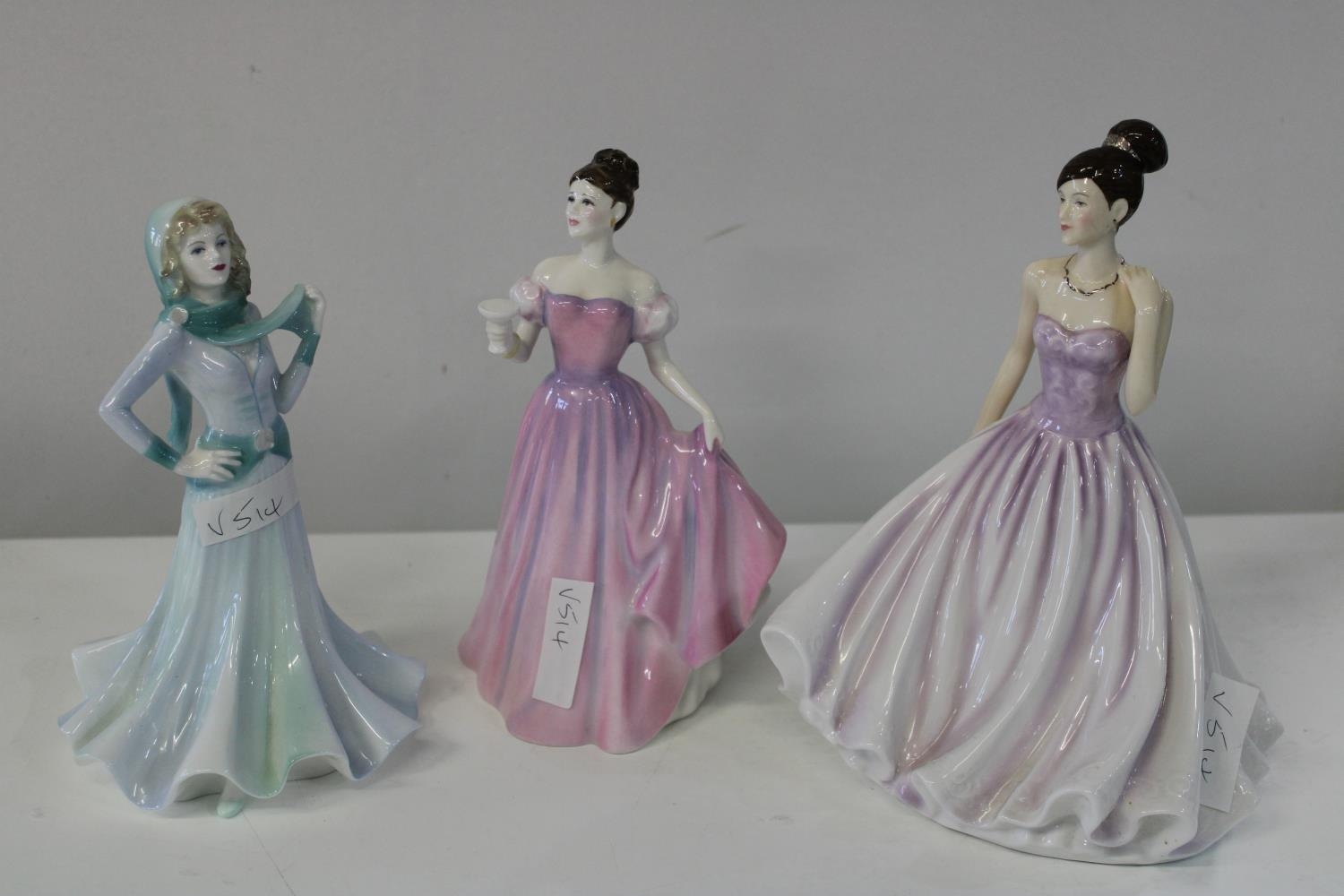 Three porcelain Lady figured including, Royal Doulton & Coalport etc