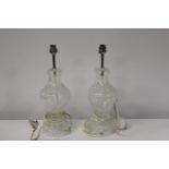 Two cut glass table lamps