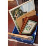 A box of framed artwork etc collection only