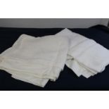 Two vintage linen table clothes from the Queen Mary (one marked Cunard Line) sold as seen