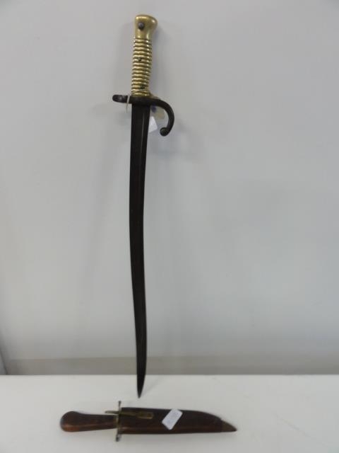 A French 1868 pattern musket bayonet and one other