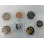 A selection of re-strike coins etc