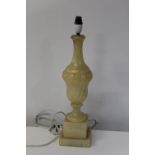 A vintage alabaster lamp base 55cm tall