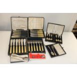 A selection of cased silver plated cutlery