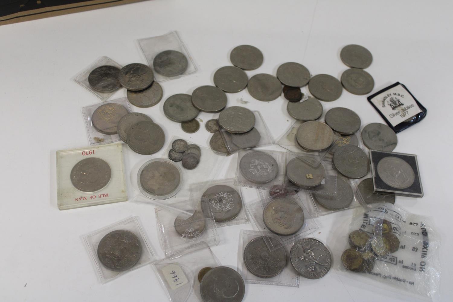 A job lot of assorted coins & crowns etc