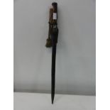 A French 1886 pattern bayonet & original leather scabbard. Made in Erfurt Germany 1905