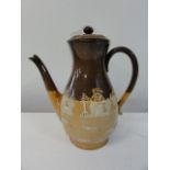 A large antique Royal Doulton salt glazed lidded jug 25cm tall