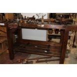 A vintage wood working bench with a Parkinson vice (tools on top not included) collection only 1.