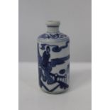 A antique Chinese blue & white snuff bottle 9cm tall