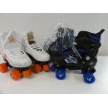 Two pairs of roller boots (one new)
