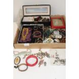 A box of assorted costume jewellery