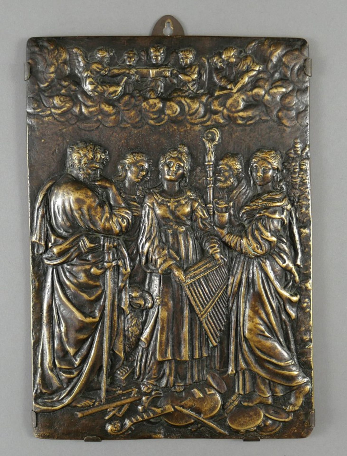 Bronzerelief mit Hl. Cäcilie