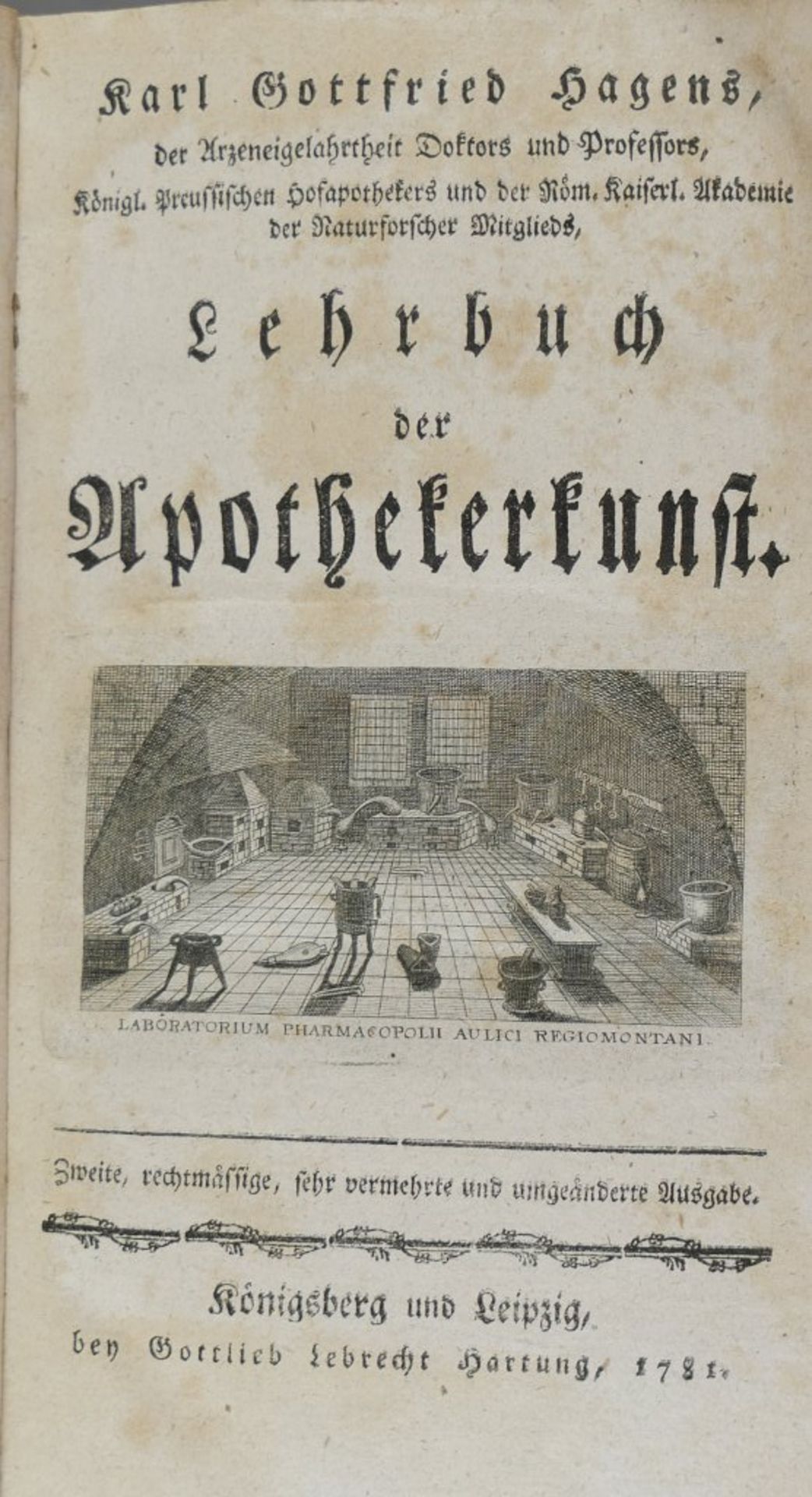 Medizin: Hagen, Karl Gottfried. Lehrbuch der Apothekerkunst.