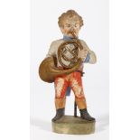 Zizenhauser Terrakottafigur: Hornist Zweger aus Prag. Ausformung Andreas Sohn, 2. H. 19. Jh. H 15,