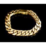 Massives goldenes Panzerarmband. Satiniert und poliert. 14 ct. GG, 96,2 g. L 19,2 cm