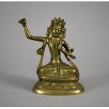 Sitzender Buddha. Dhyana Asana. Vitarka Mudra. Gelbguss. Sinotibetisch, 19. Jh. H 12,5 cm