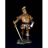 Falstaff mit Schwert und Humpen. Wiener Bronze, Bergmann, um 1900. H 8,5 cm