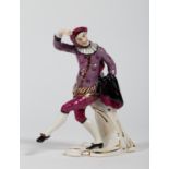 Scaramouche. Polychrom staffierte Figurine aus der italienischen Komödie von Bustelli.