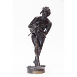 Thillmany. Französischer Bildhauer des 19. Jh. Sign. Lachender Faun mit Dudelsack. Bronze, bet. "