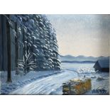 Adolf Braun. 1918 Dellmensingen - 2006 Oberdischingen. Monogr. und (19)92 dat. Winterlandschaft