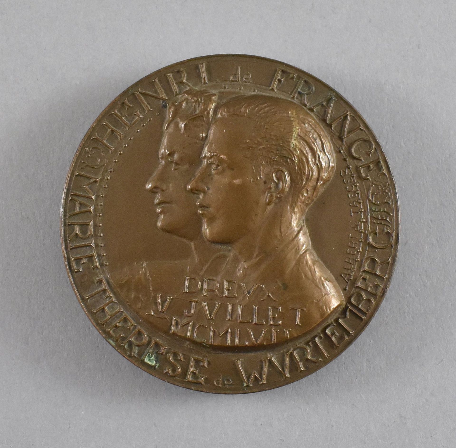 Bronzemedaille: Mariage de Henri de France et Marie Therese de Wurtemberg - Image 2 of 2