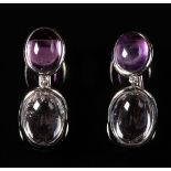 Paar Kunzit-/Amethyst-Pendeloques.