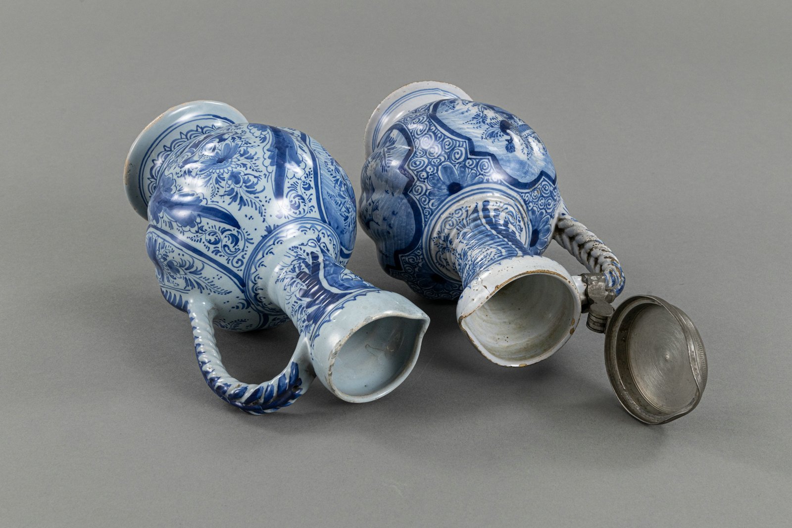 TWO FAIENCE PEAR SHAPED JARS - Image 4 of 6