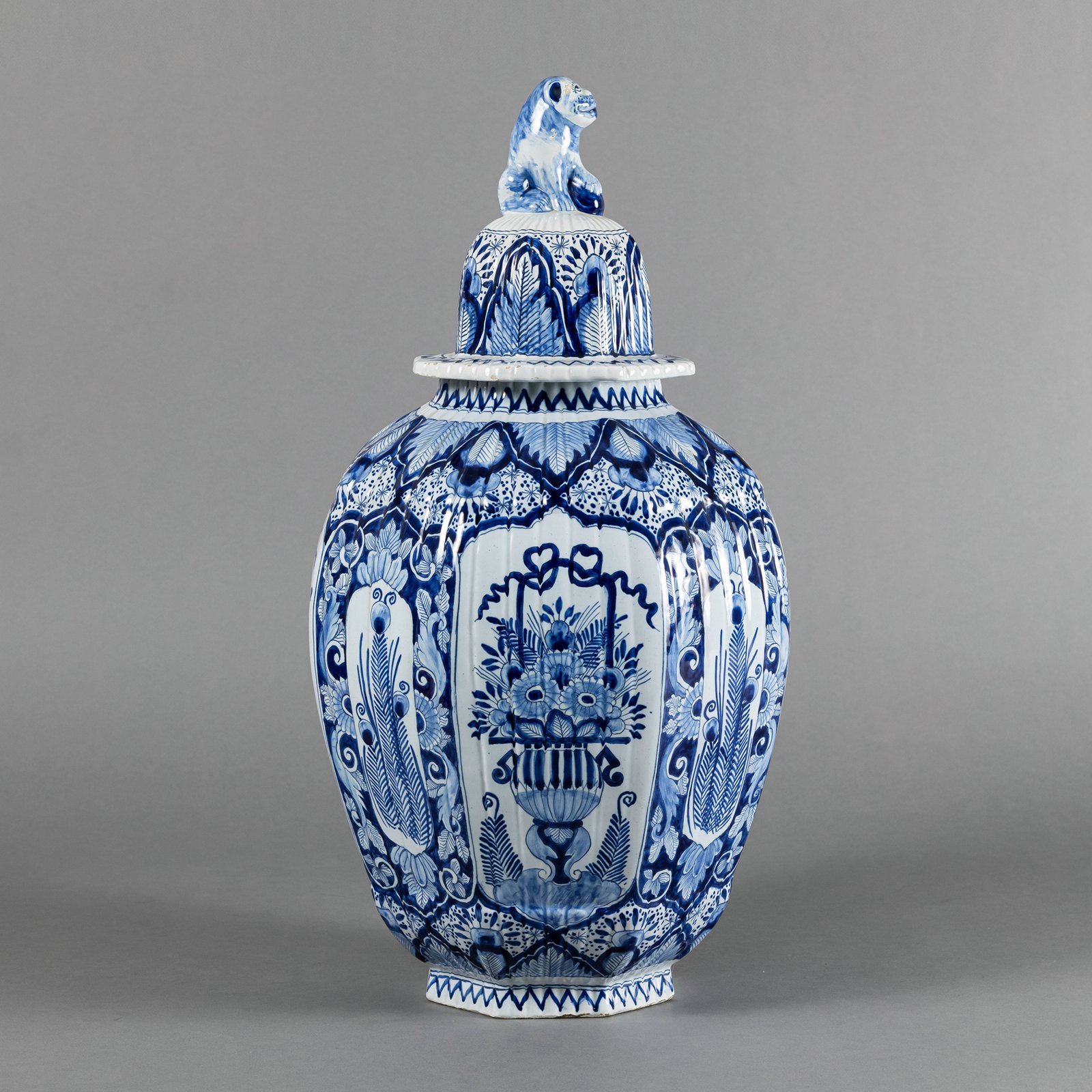 DELFT STYLE VASE AND COVER
