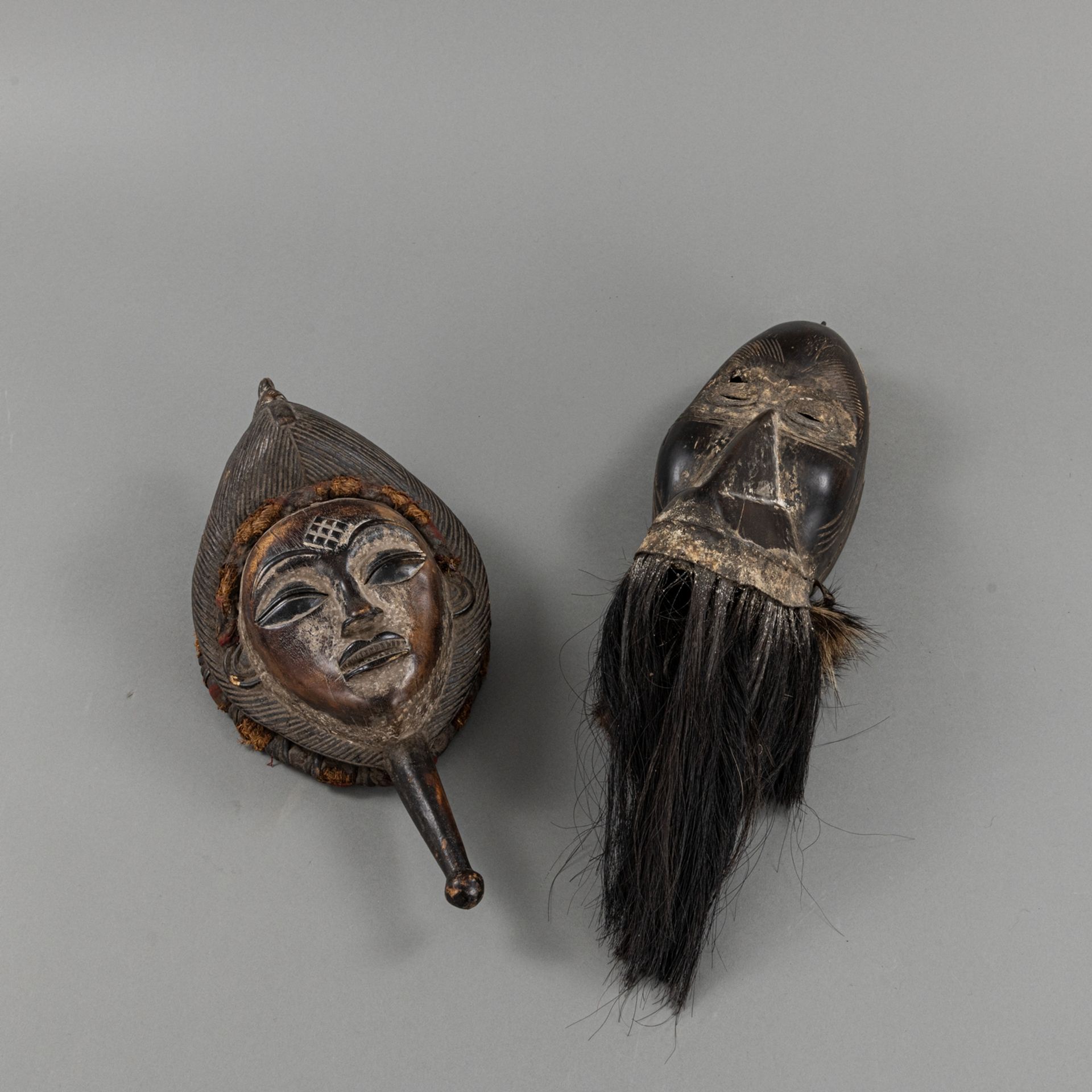 TWO CARVED WOOD MASKS - Image 2 of 4