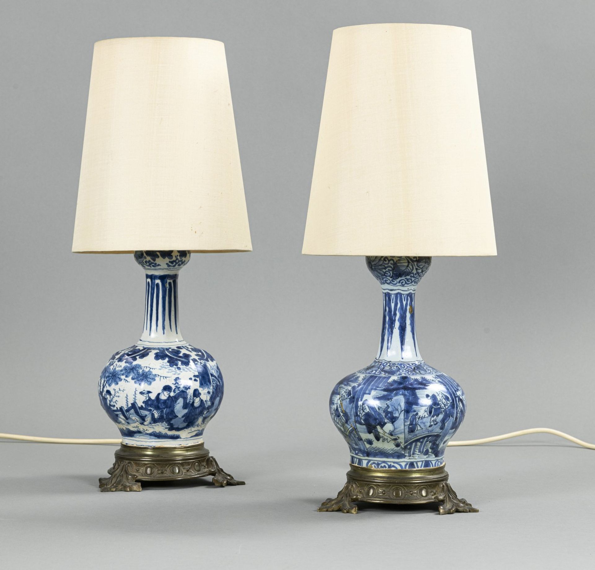 TWO DELFT FAIENCE VASES AS TABLE LAMPS