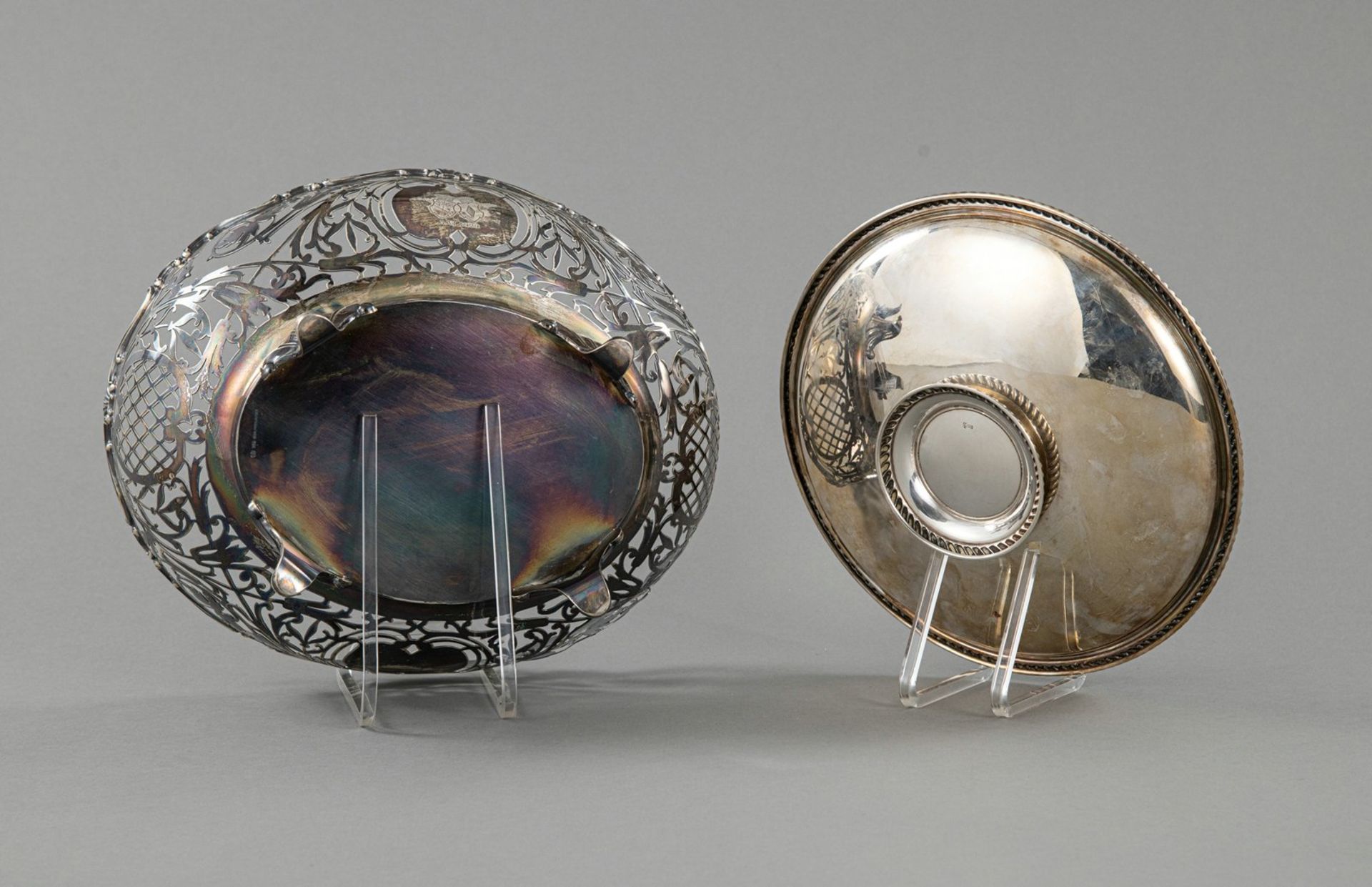 A SILVER OPENWORK BASKET, A SILVER DISH, TWO SILVER BOWLS - Image 3 of 6