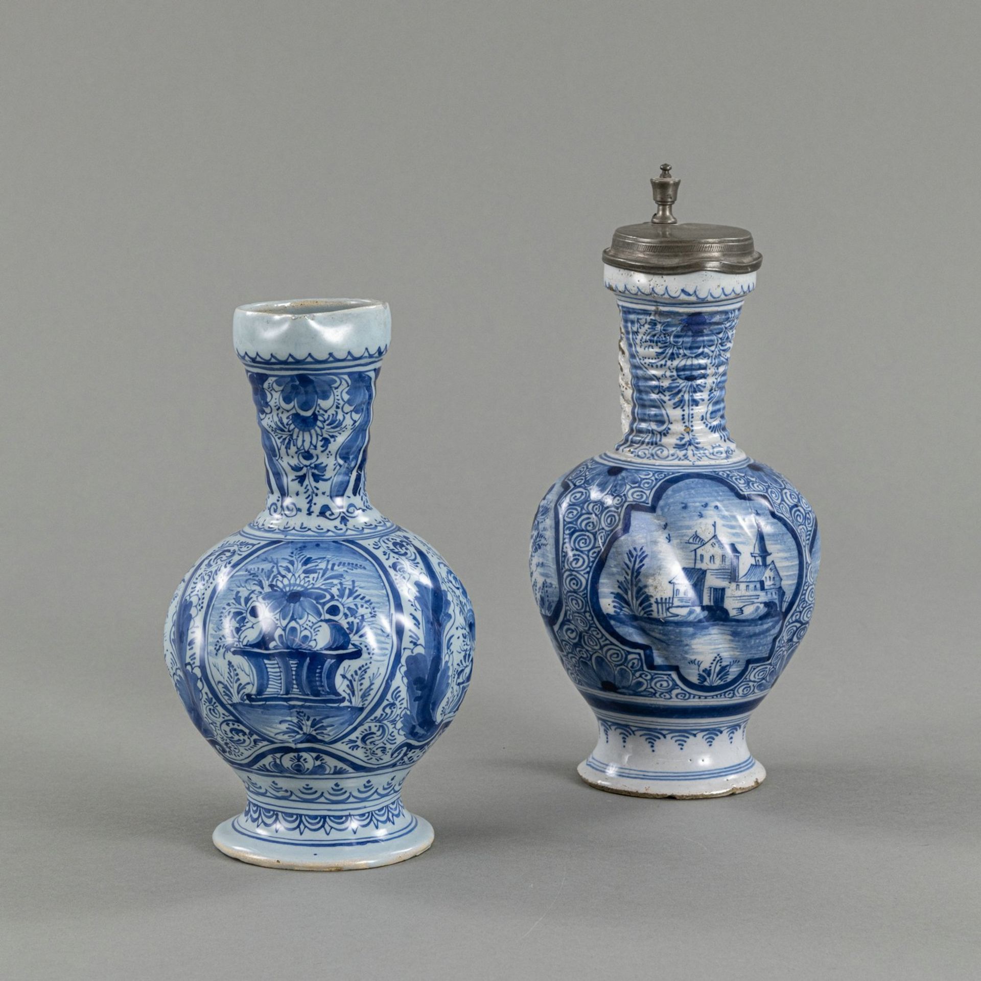 TWO FAIENCE PEAR SHAPED JARS - Image 3 of 6