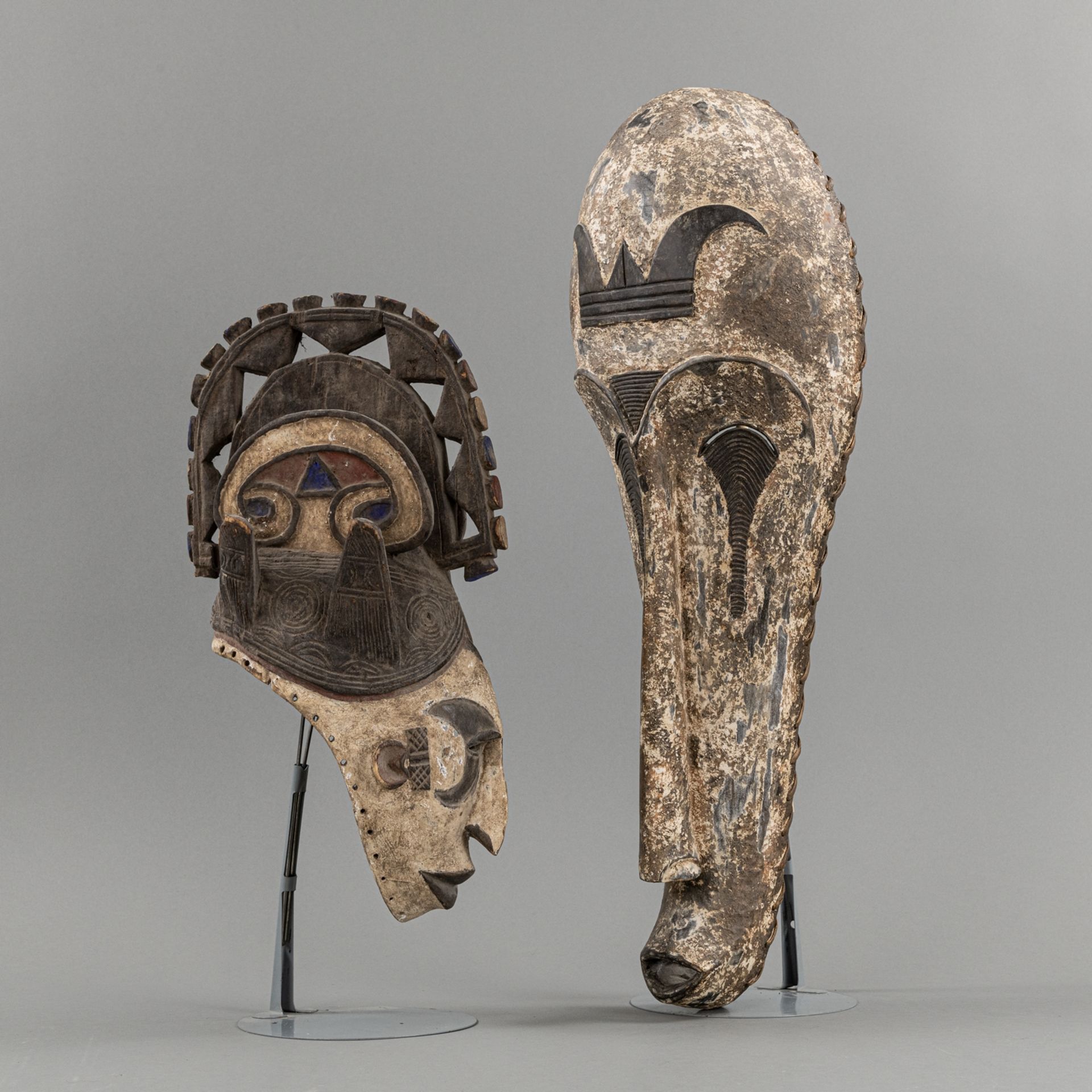 TWO CARVED WOOD MASKS IN  FANG-STYLE - Image 2 of 5