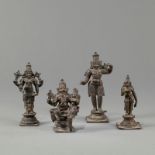 Vier hinduistische Bronzefiguren