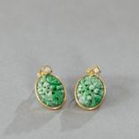 Paar Jade-Diamant-Ohrringe