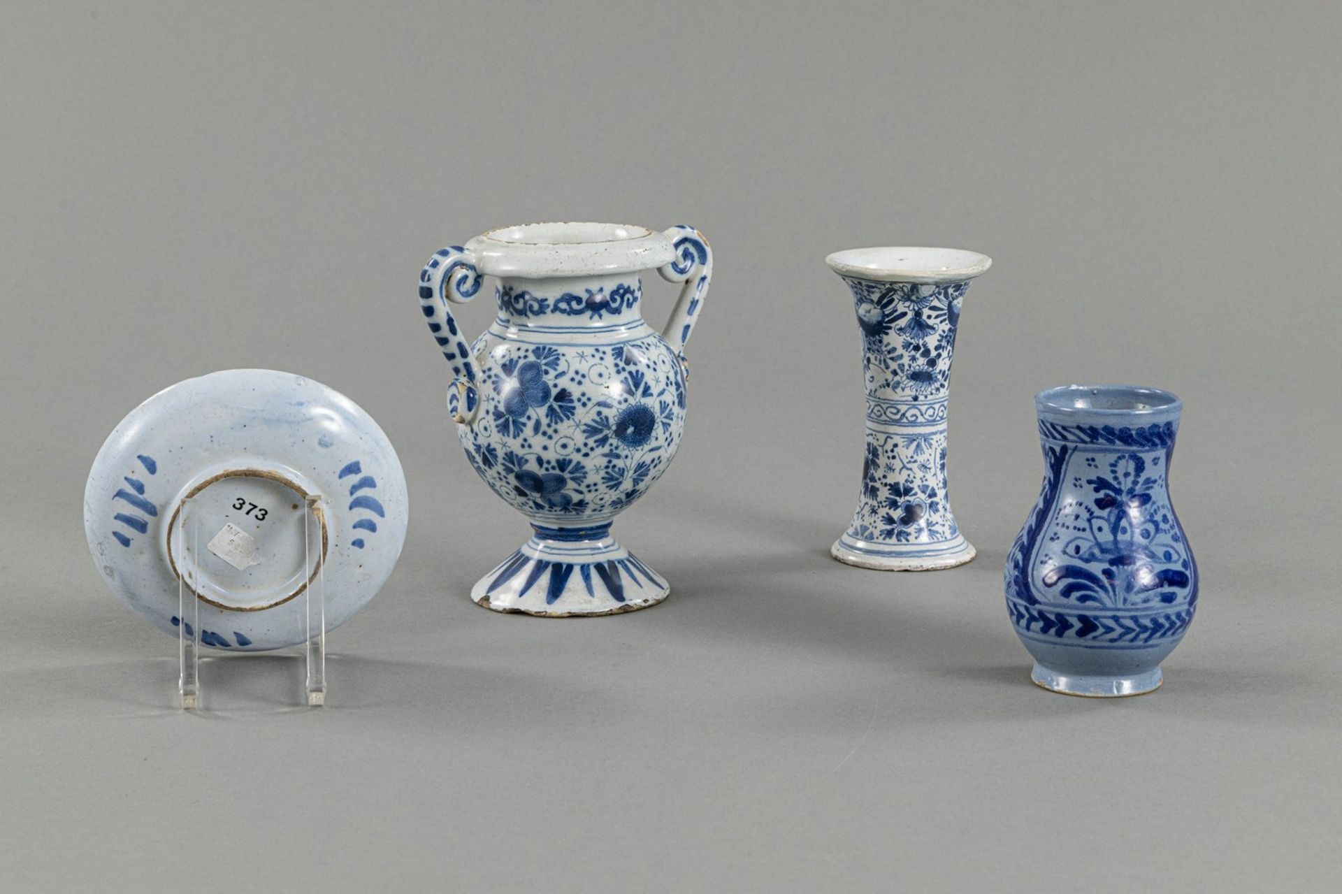 TWO VASES, A SMALL PLATE AND A SMALL JAR - Image 3 of 5