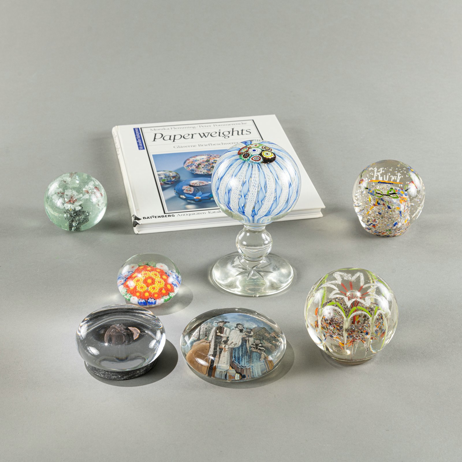 SEVEN PAPERWEIGHTS AND BATTENBERG PAPERWEIGHT BOOK