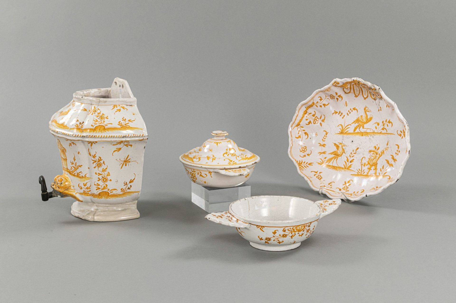 TWO TUREENS, ONE COVER, WALL FONTAIN AND OVAL DISH, - Image 2 of 3