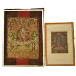 Zwei Thangkas, u. a. mit Darstellung des Padmasambha