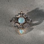 Opal-Diamant-Brosche