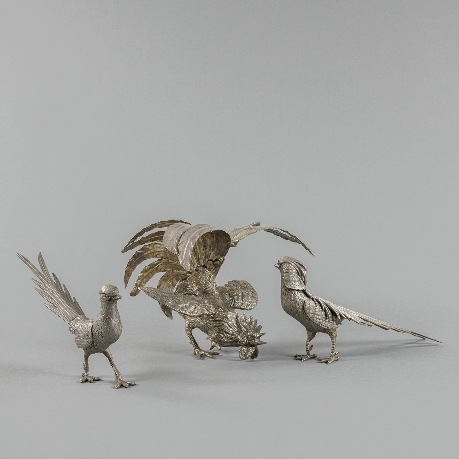 THREE SILVERPLATE BIRDS