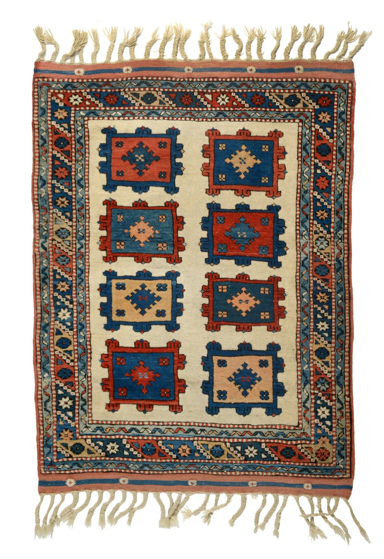 White ground carpet with medallion pattern
