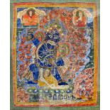 Thangka mit Darstellung einer zornvollen Gottheit