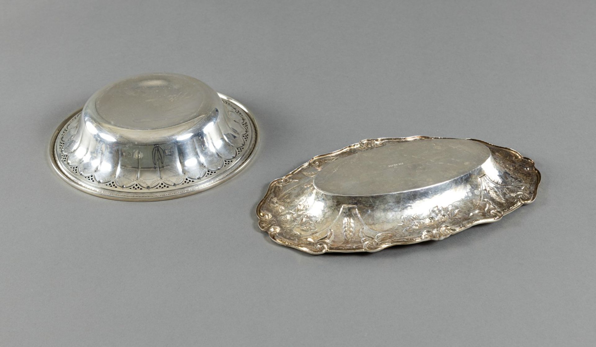 TWO FLORAL PATTERN SILVER BOWLS - Image 2 of 6