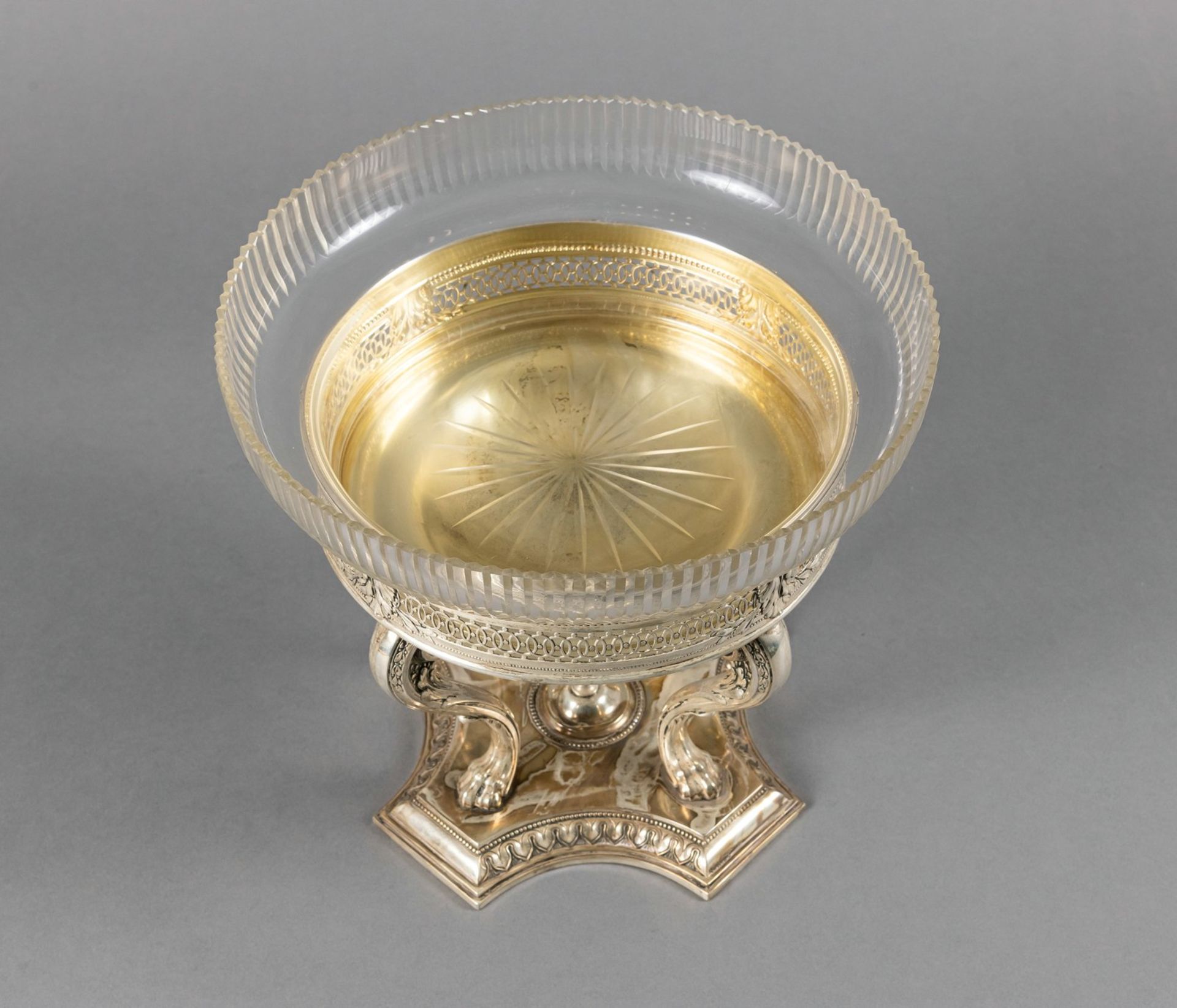 SILVER FOOTED BOWL WITH GLASS LINER - Image 3 of 4