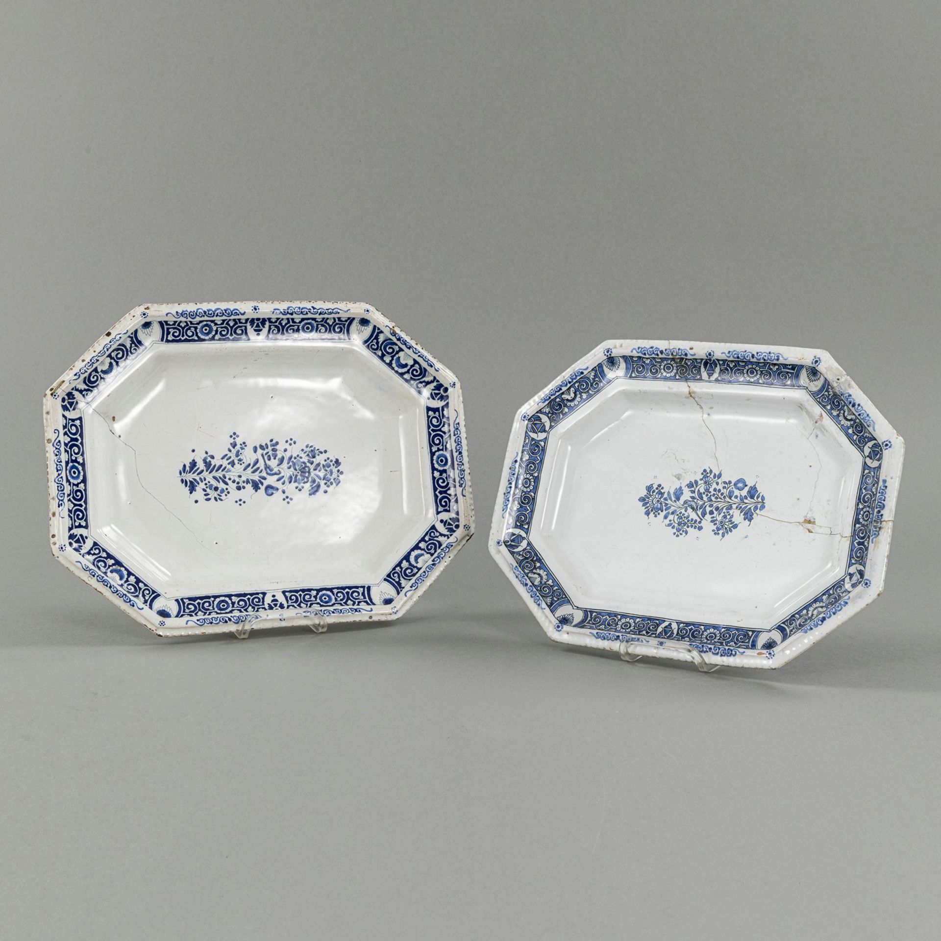 TWO FAIENCE SERVING DISHES,