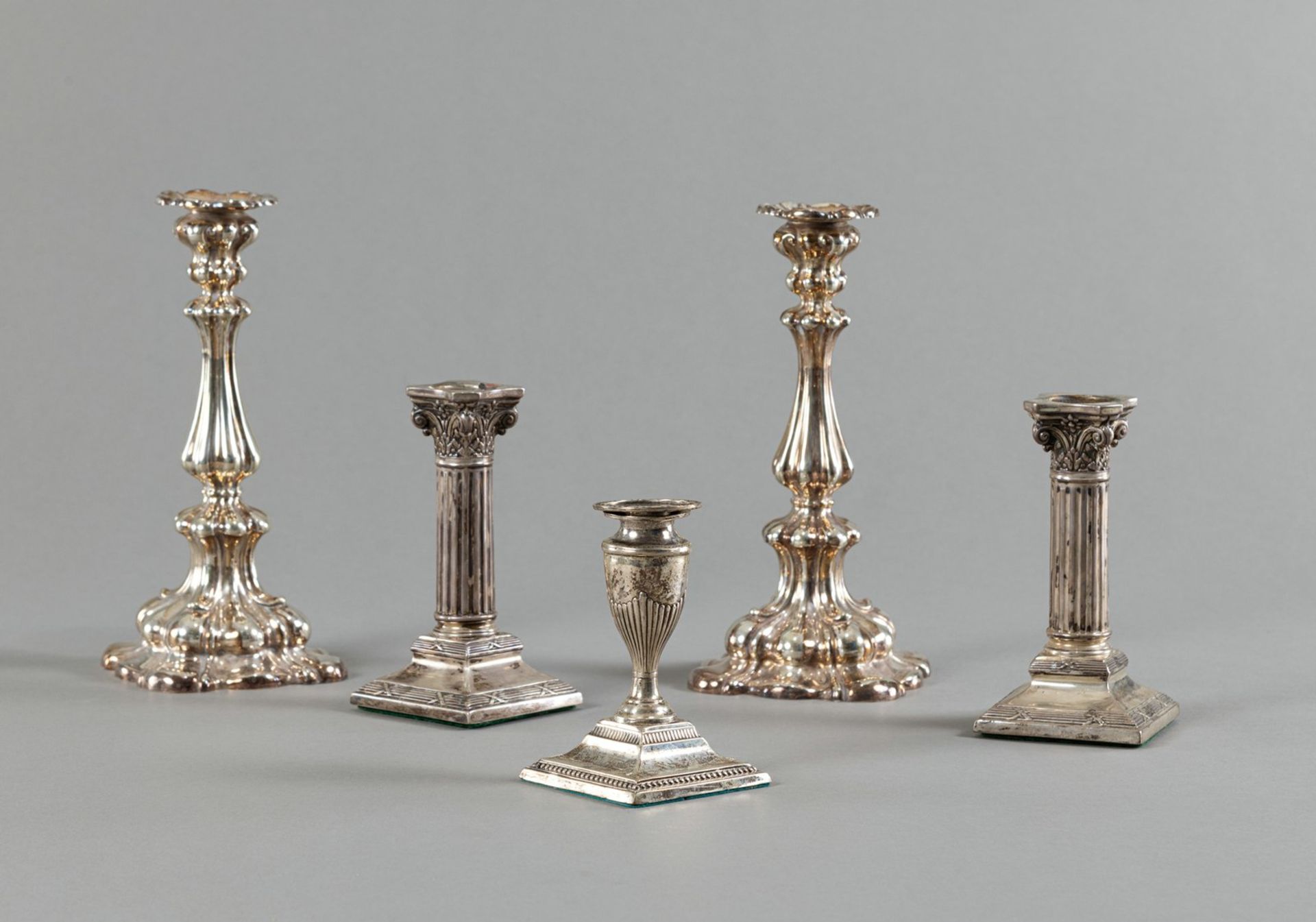 FIVE SILVER CANDLESTICKS - Image 2 of 7