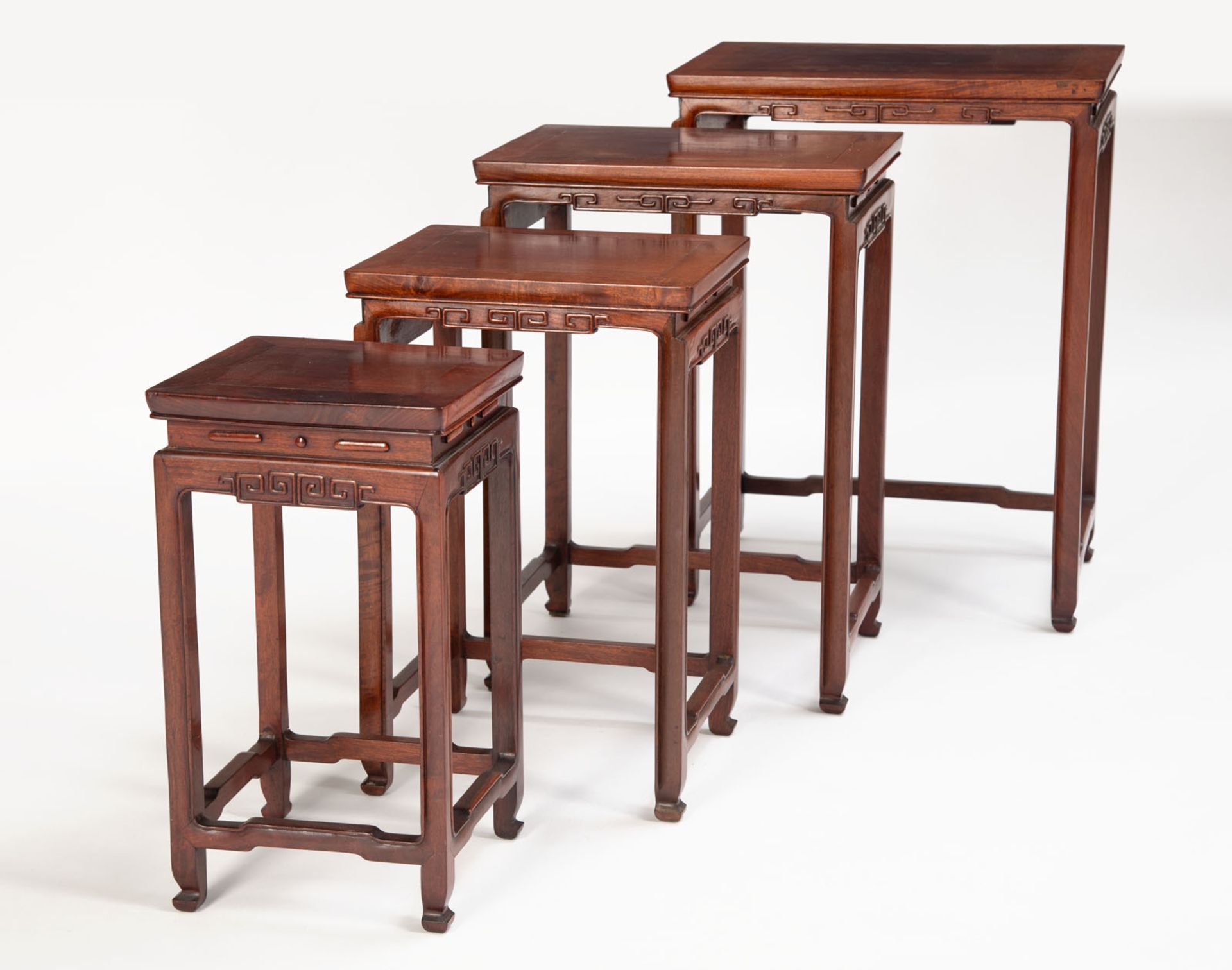 A SET OF FOUR HUALI NESTING TABLES - Image 2 of 4