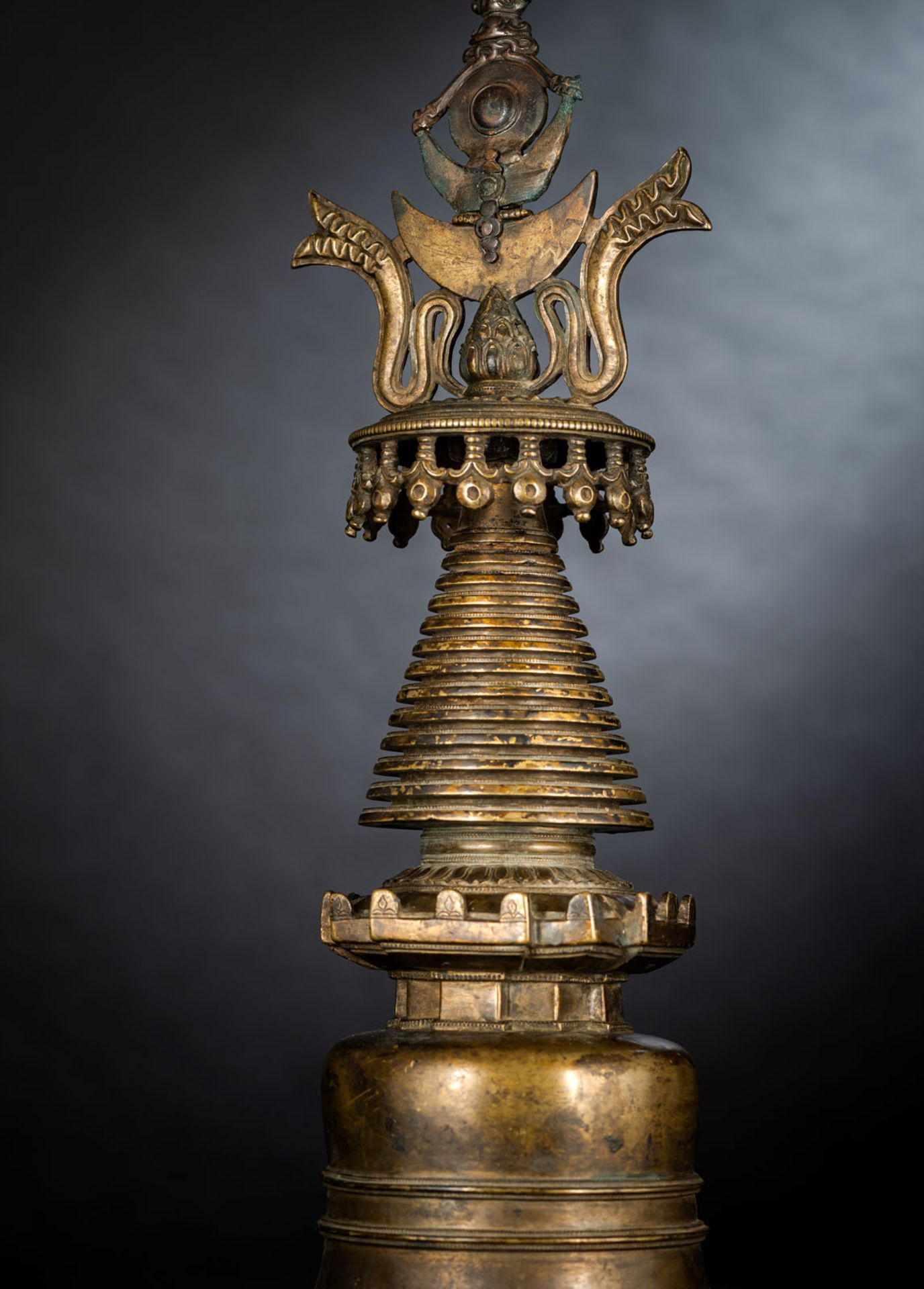 A RARE LARGE BRONZE STUPA - Image 2 of 3