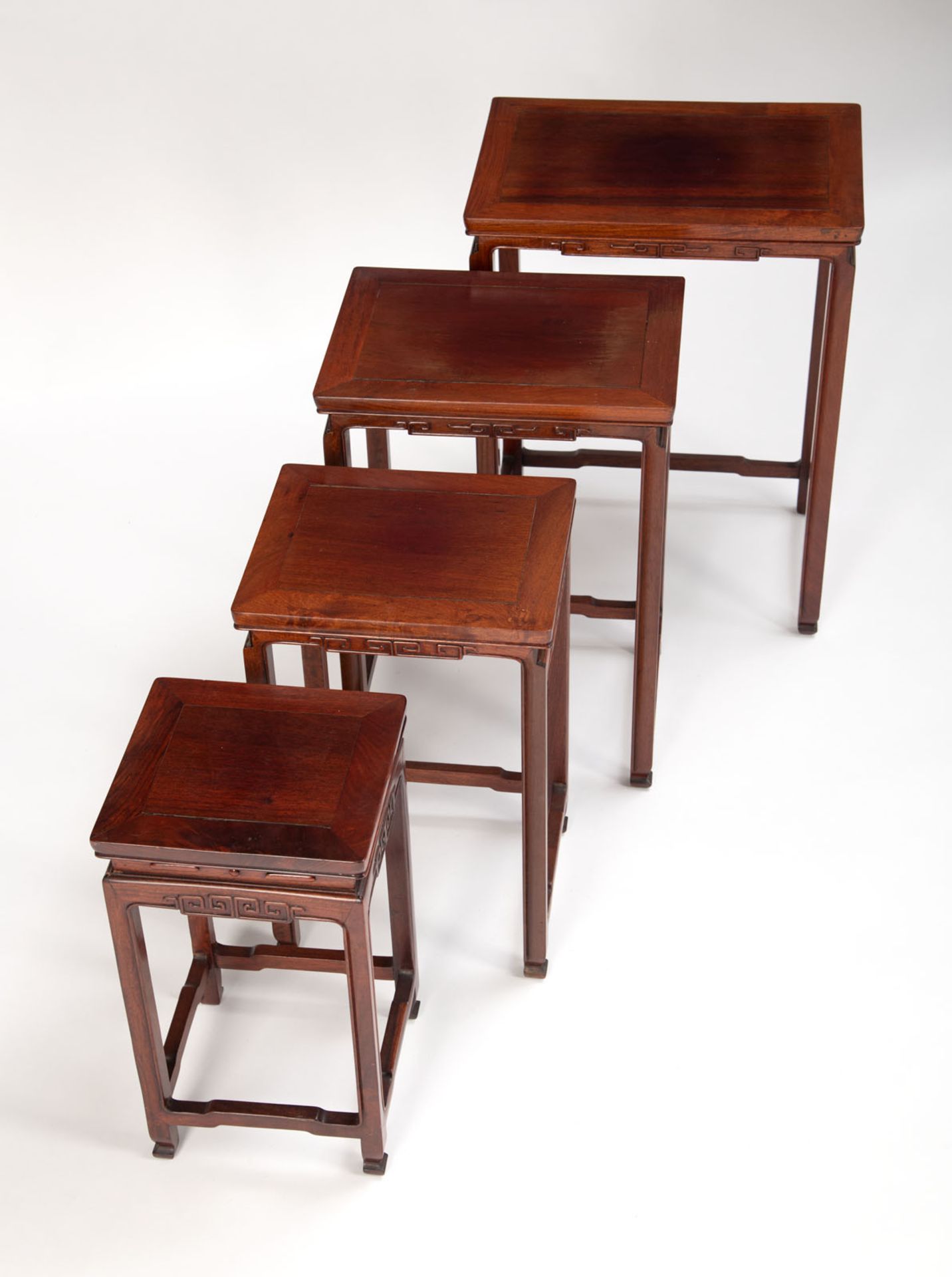 A SET OF FOUR HUALI NESTING TABLES - Image 3 of 4